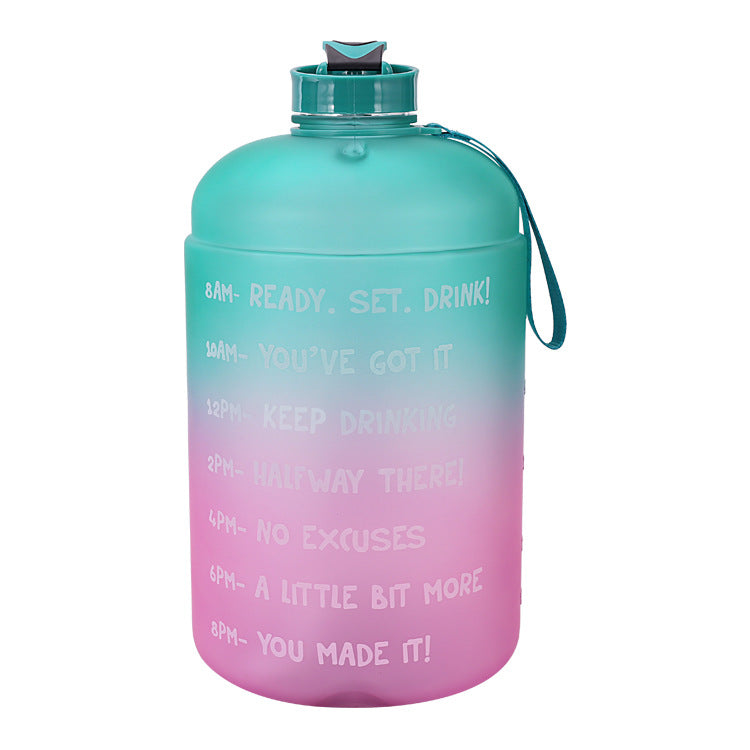 New Creative Multicolor Gradient Paint PETG Plastic Large Water Bottle 1 Gallon 3.78L Straw Water Bottle