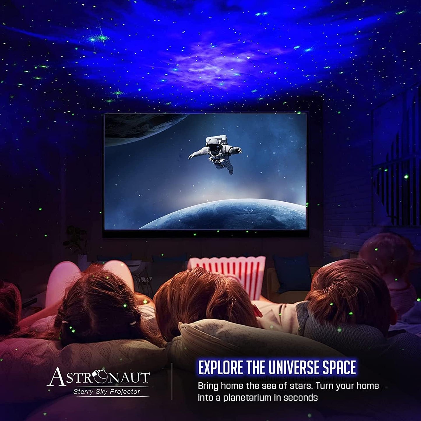 Astronaut star projector galaxy night light, nebula ceiling LED lamp with timer and remote astronaut starry sky light