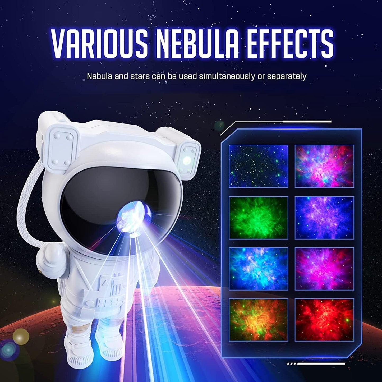 Astronaut star projector galaxy night light, nebula ceiling LED lamp with timer and remote astronaut starry sky light