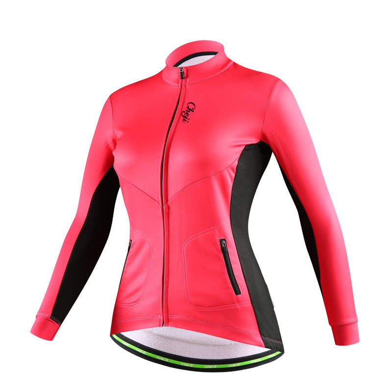 cheji car trail winter fleece cycling clothes women's long sleeve jacket thickened warm outdoor