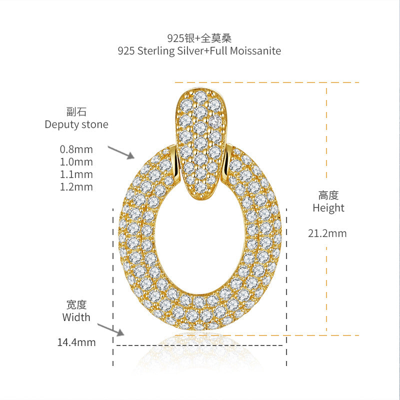 ins style station small fresh earrings D color VVS moissanite stud earrings S925 silver plated 18k gold earrings