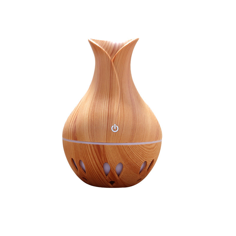400ML Portable USB wood grain aromatherapy humidification colorful wood grain hollow aromatherapy night light purifying air humidification aroma diffusion