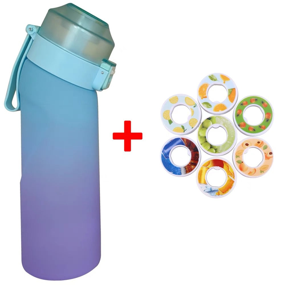 Gradient Color Water Bottle Flavour Pods Pack With 7 Flavour Pods 650ml Fruit Fragrance Scented Water Cup BPA Free 0% Sugar