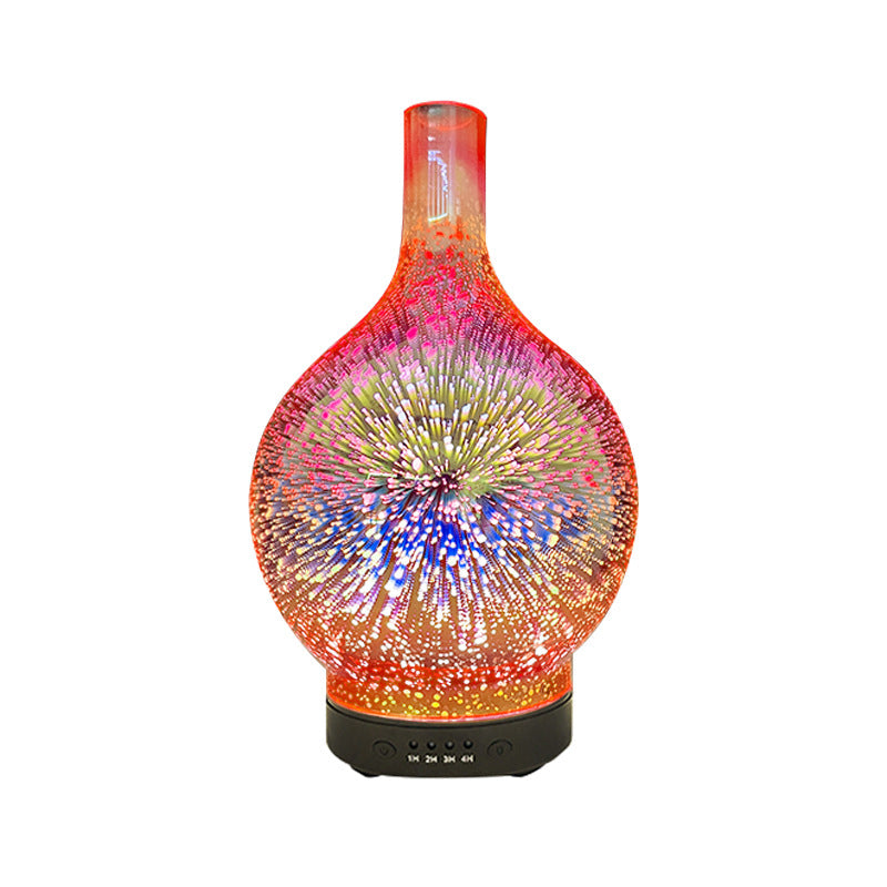 Luminous ultrasonic atomization 3D glass aromatherapy humidifier diffuser colorful fireworks pattern