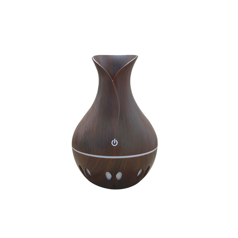 400ML Portable USB wood grain aromatherapy humidification colorful wood grain hollow aromatherapy night light purifying air humidification aroma diffusion