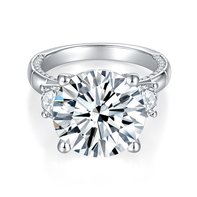 Luxurious and atmospheric round 13.0mm 8ct full moissanite silver gold-plated ring