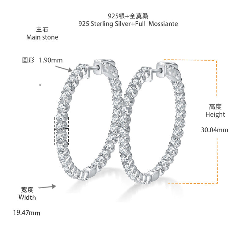New Hoop Earrings S925 Sterling Silver Stud Earrings for Women Luxury Moissanite Earrings
