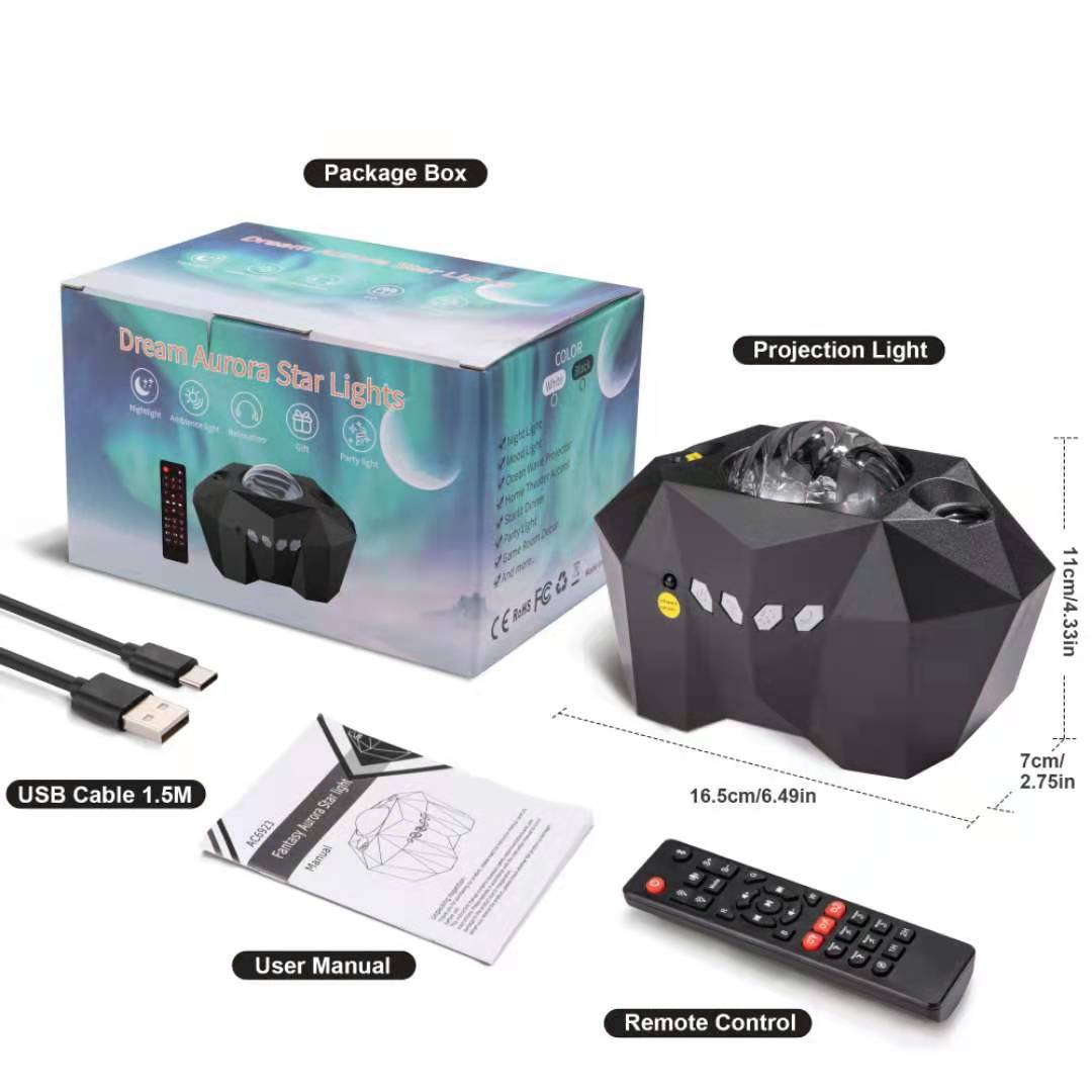 Led Dream Aurora Borealis Ocean Star Light Projector, Night Light Projector with Moon, Northern Lights Projector for Playroom, Bedroom, Home Cinema