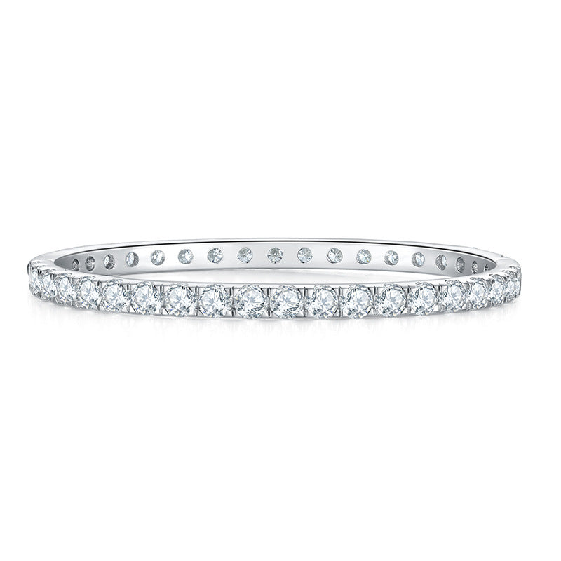 Full Circle 4mm Round D Color Moissanite Bracelet Unisex S925 Silver Gold Plated