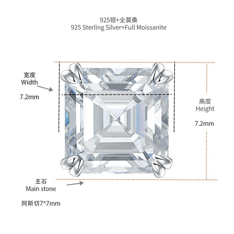 New 925 silver 2 carat pagoda shape D color moissanite ascheel earrings