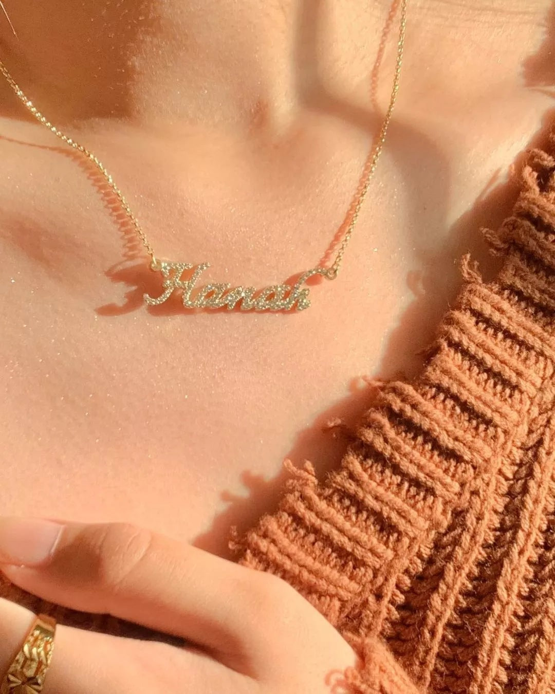 Ins stacked style personalized DIY letter name silver set moissanite plated 18k yellow gold necklace Valentine's Day gift