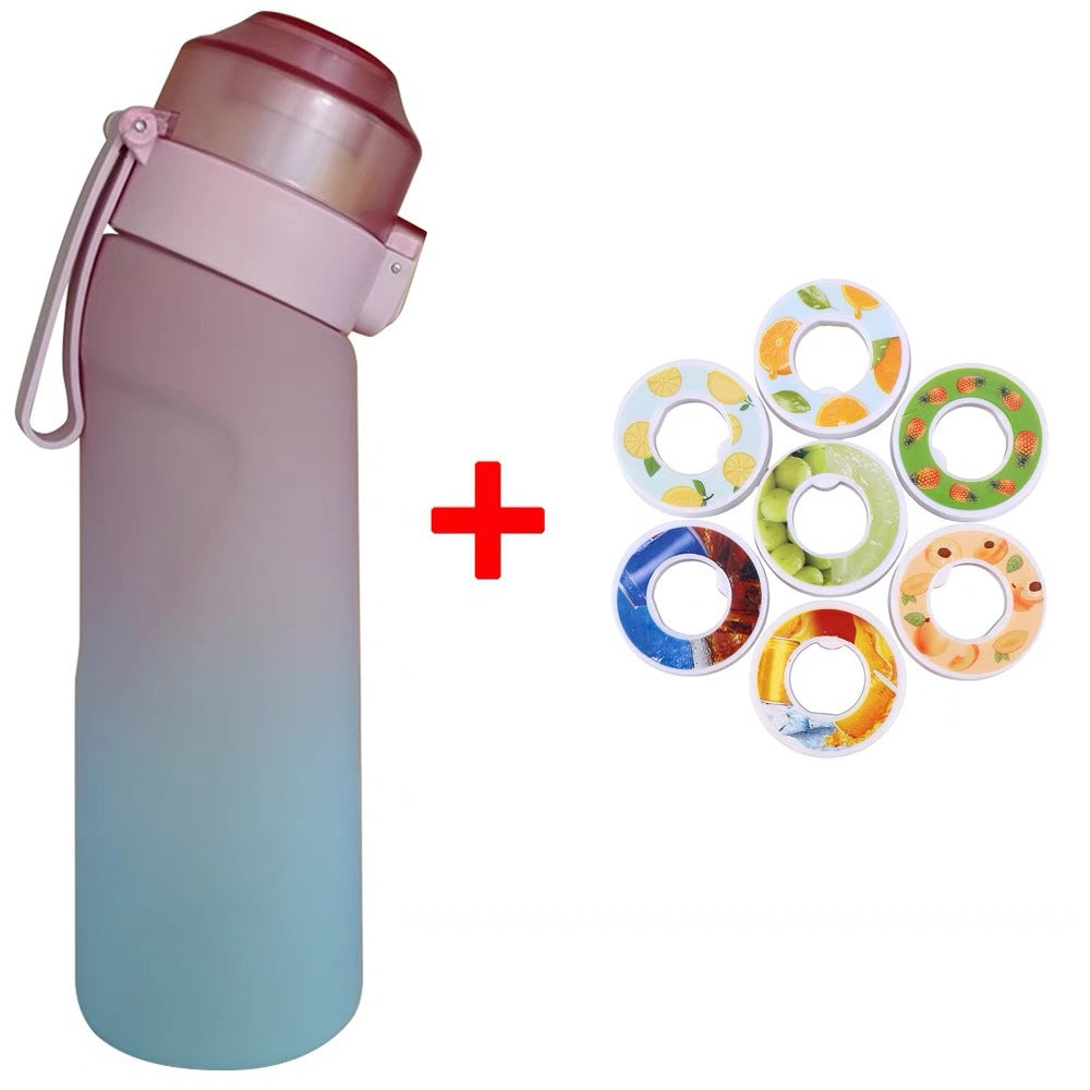 Gradient Color Water Bottle Flavour Pods Pack With 7 Flavour Pods 650ml Fruit Fragrance Scented Water Cup BPA Free 0% Sugar