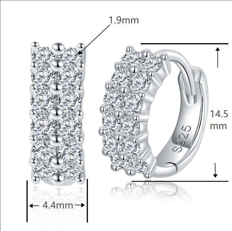 Double row full of diamonds D color Moissanite earrings over the diamond pen silver plated 18k gold earrings will not fall