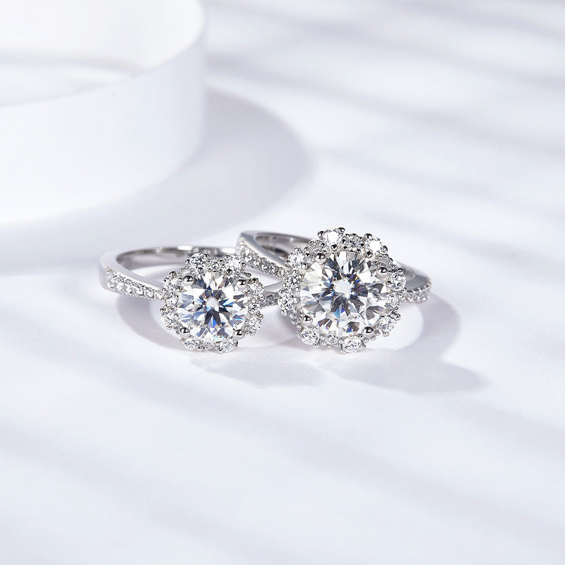 Fashionable small fresh eyes full of stars full of luxury 1 carat moissanite ring gift girlfriend