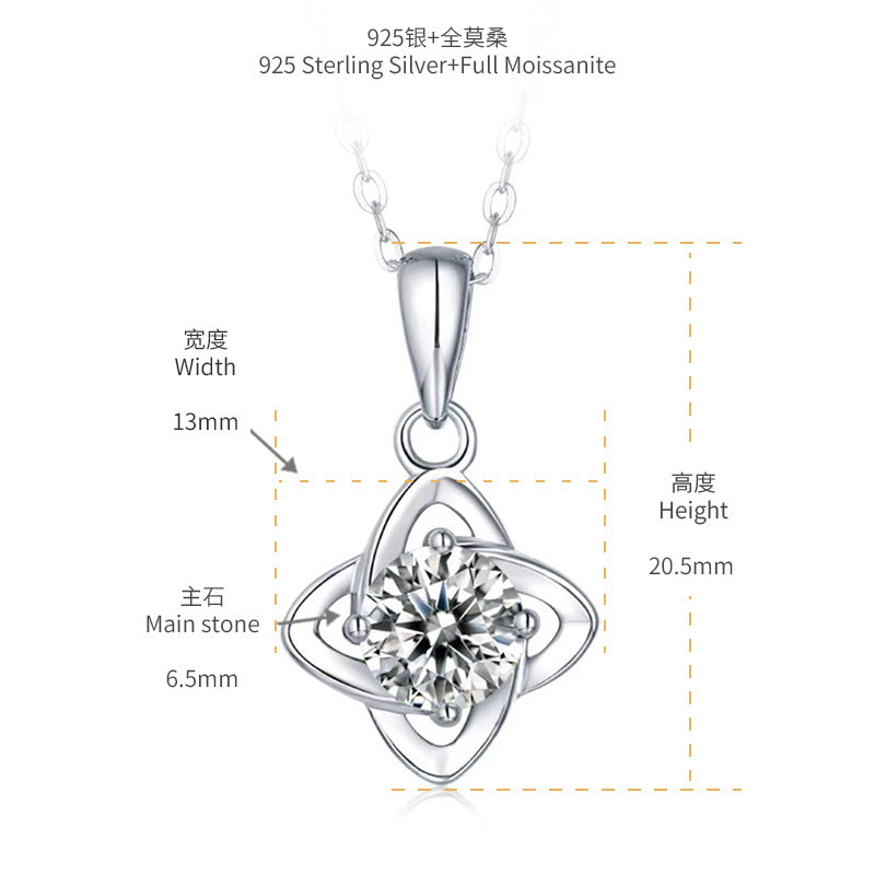 Valentine's Day Gift 925 Sterling Silver Pendant Lucky Clover Windmill Necklace Gift For Girls