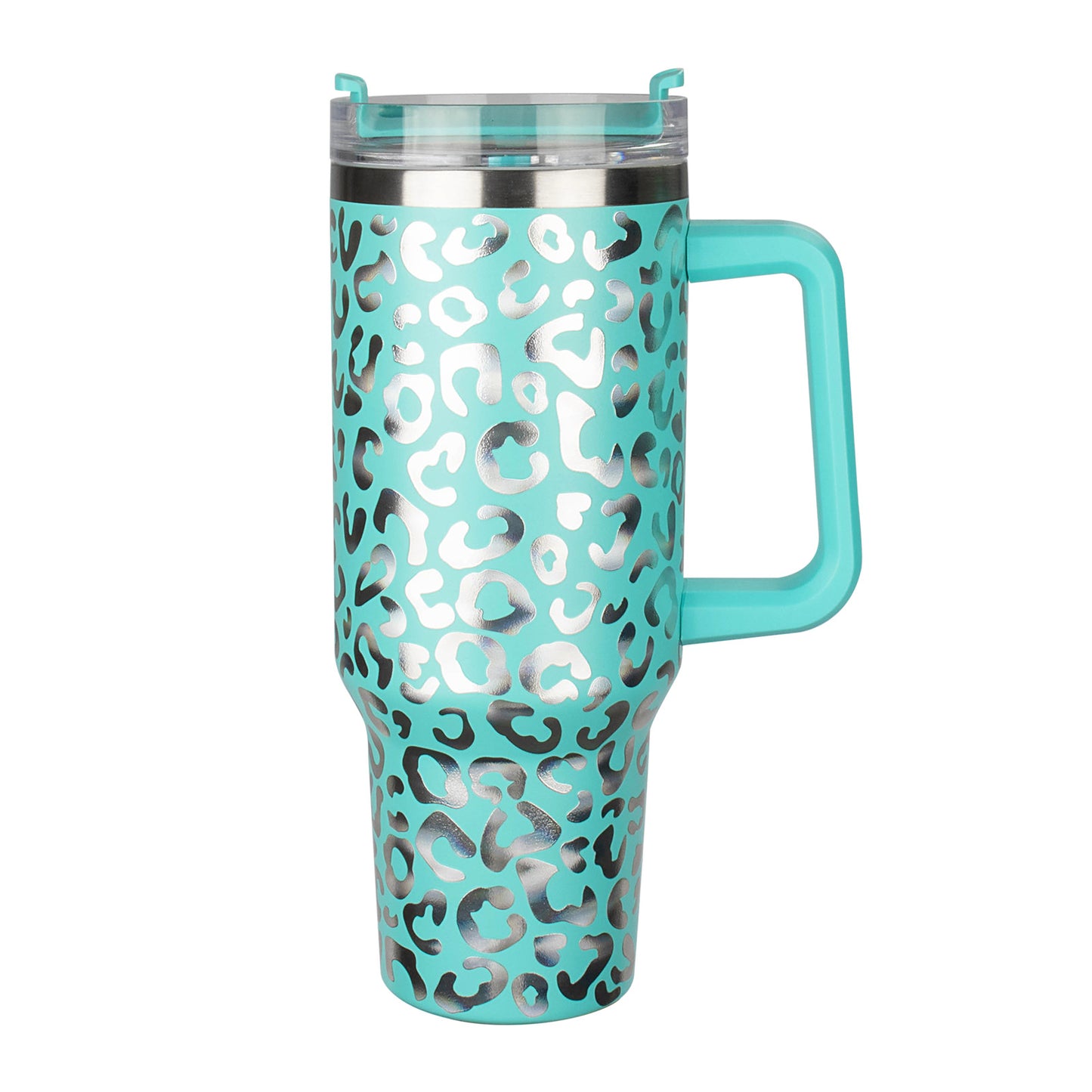 Insulated Reusable Stainless Steel Travel Mug Keeps Drinks Cold up to 24 Hours, 40 oz Tumbler with Handle and Straw Lid
