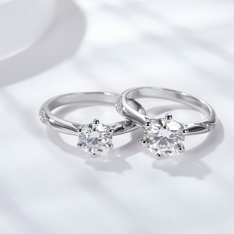 1 carat 2 carat psychic six-claw moissanite second over drill pen S925 silver plated 18k gold ring