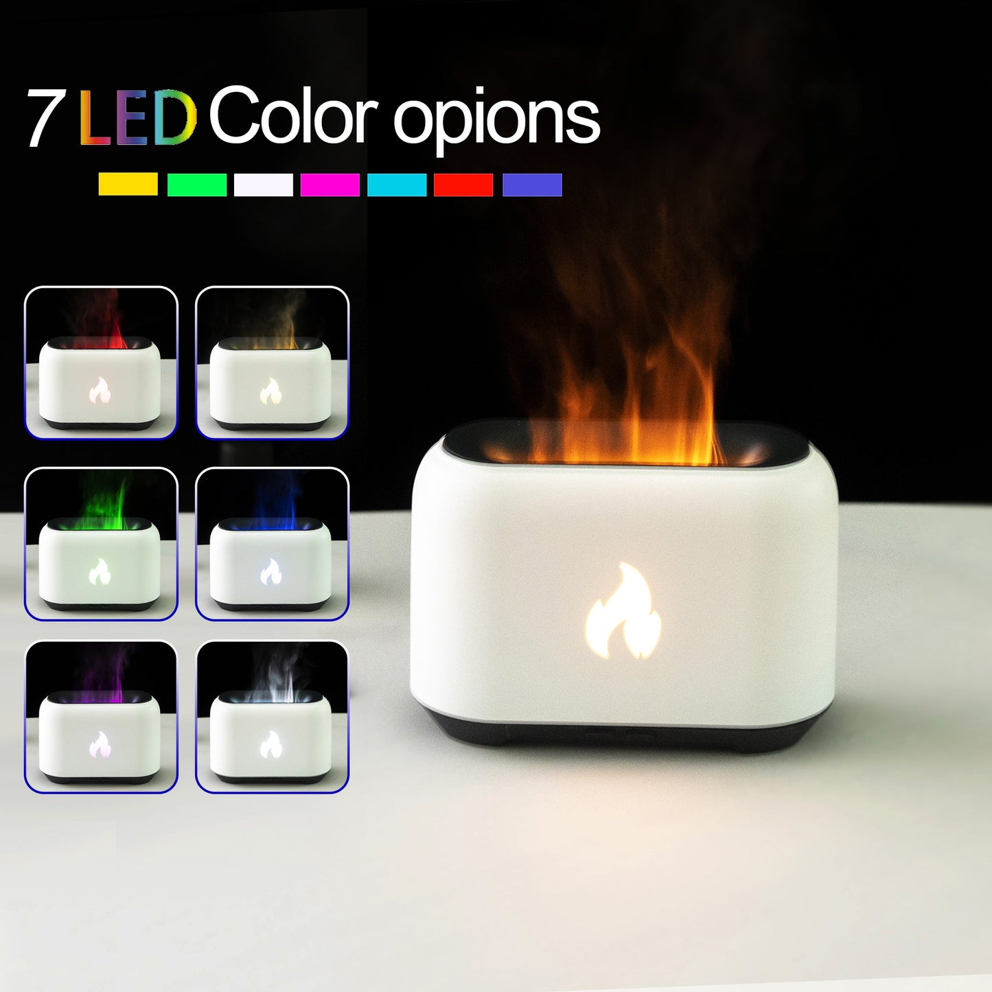 150ml Aroma Diffuser Hollow 3D Flame 5V Color Light Spray Humidifier USB Aroma Diffuser