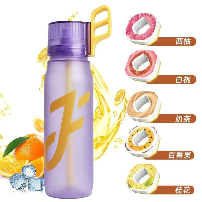 650ml Air Water Bottle Fruit Fragrance Air Starter Set Drinking Bottles with 5 Flavour Pods 0 Sugar, Leak-proof, BPA Free