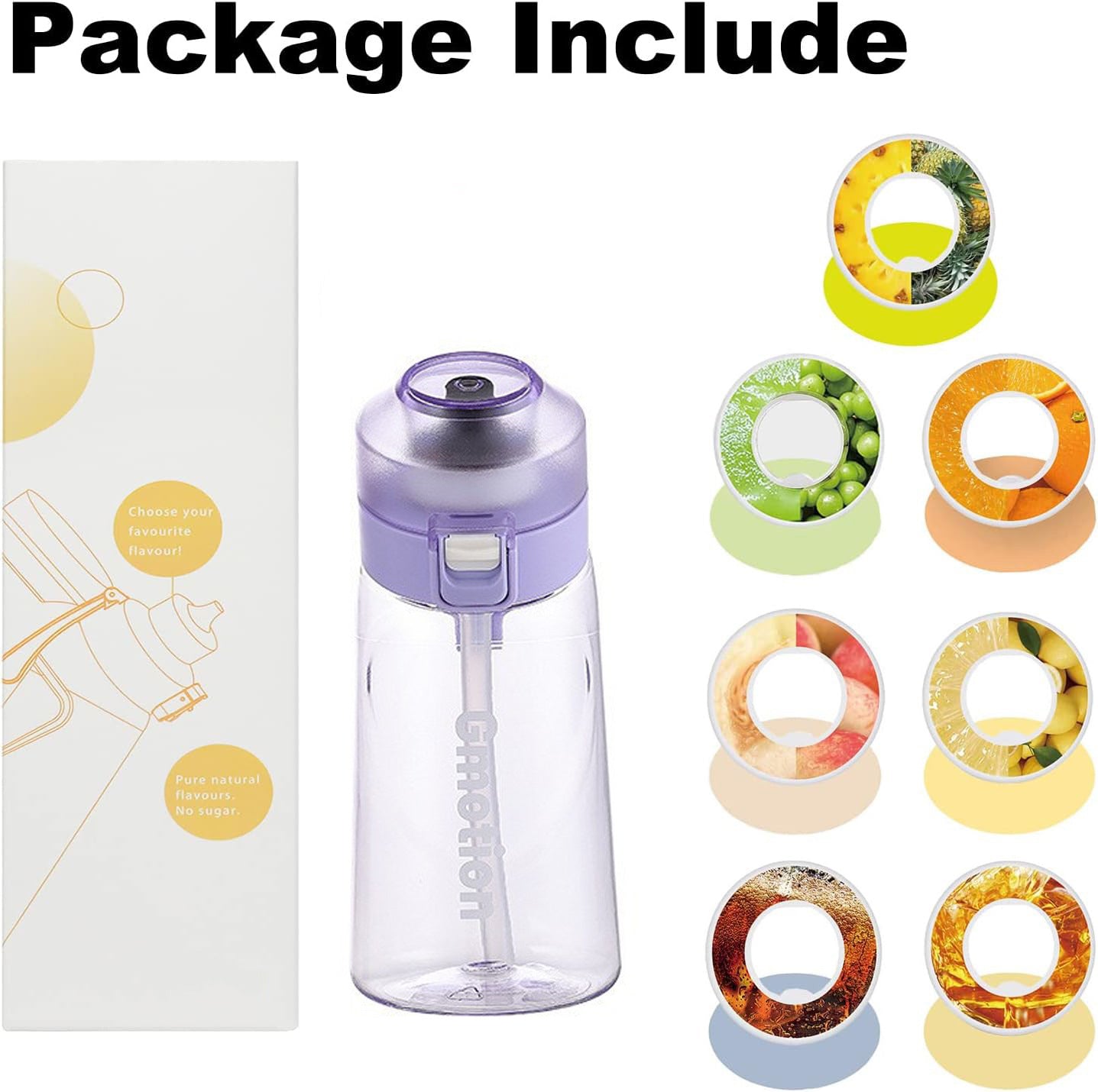 Transparent Fruit Fragrance Water Bottle with Flavor Pods,18.5 Oz/500ml,21.9 Oz/650ml Scent Sports Water Cup