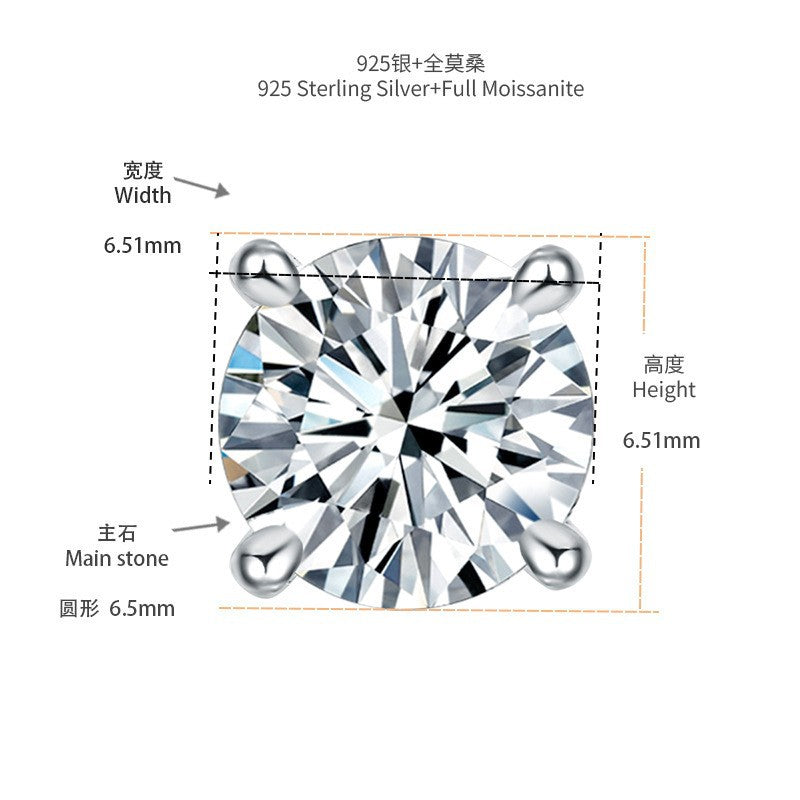Simple metal sterling silver four-paw shape S925 moissanite earrings Internet celebrity cold wind stud earrings female