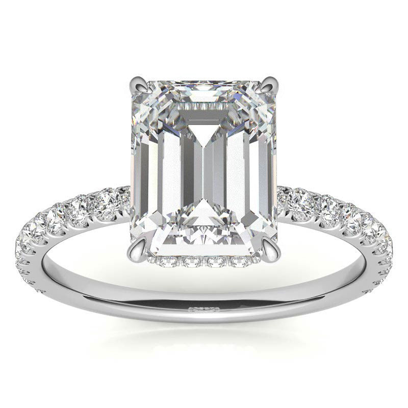 4 carat 8*10 emerald cut Emerald full Moissanite 925 silver ring