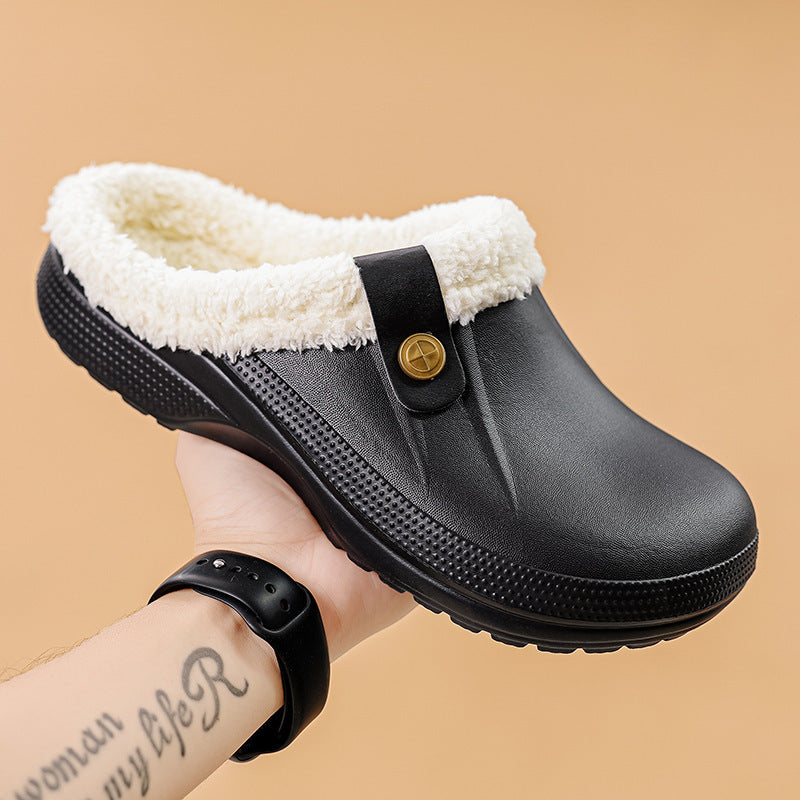 Winter large size velvet new home cotton slippers for women couples Baotou cotton shoes for men to keep warm