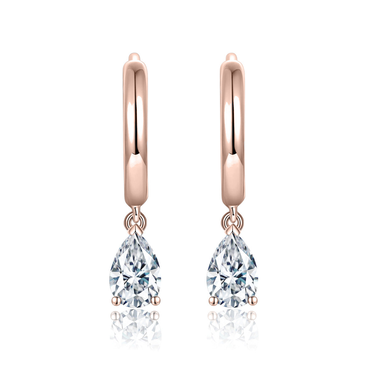 New 4*6mm Drop Pear Drop Earrings Authentic Moissanite Drill Pen S925 Silver Plated 18k Gold Earrings