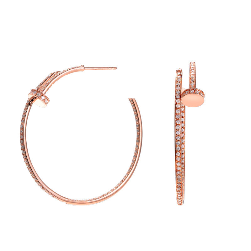 Nail Half Circle Earrings S925 Sterling Silver Stud Earrings Women's High-end Moissanite Earrings