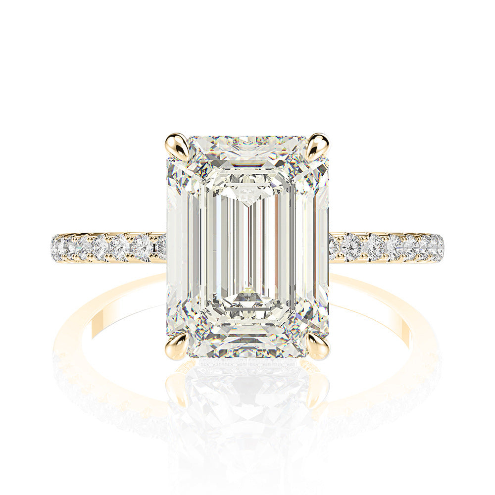 4 carat 8*10 emerald cut Emerald full Moissanite 925 silver ring