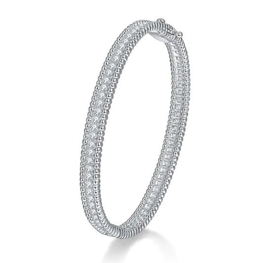 Versatile stacking full moissanite beads bead edge narrow bracelet body 925 silver plated 18k gold bracelet