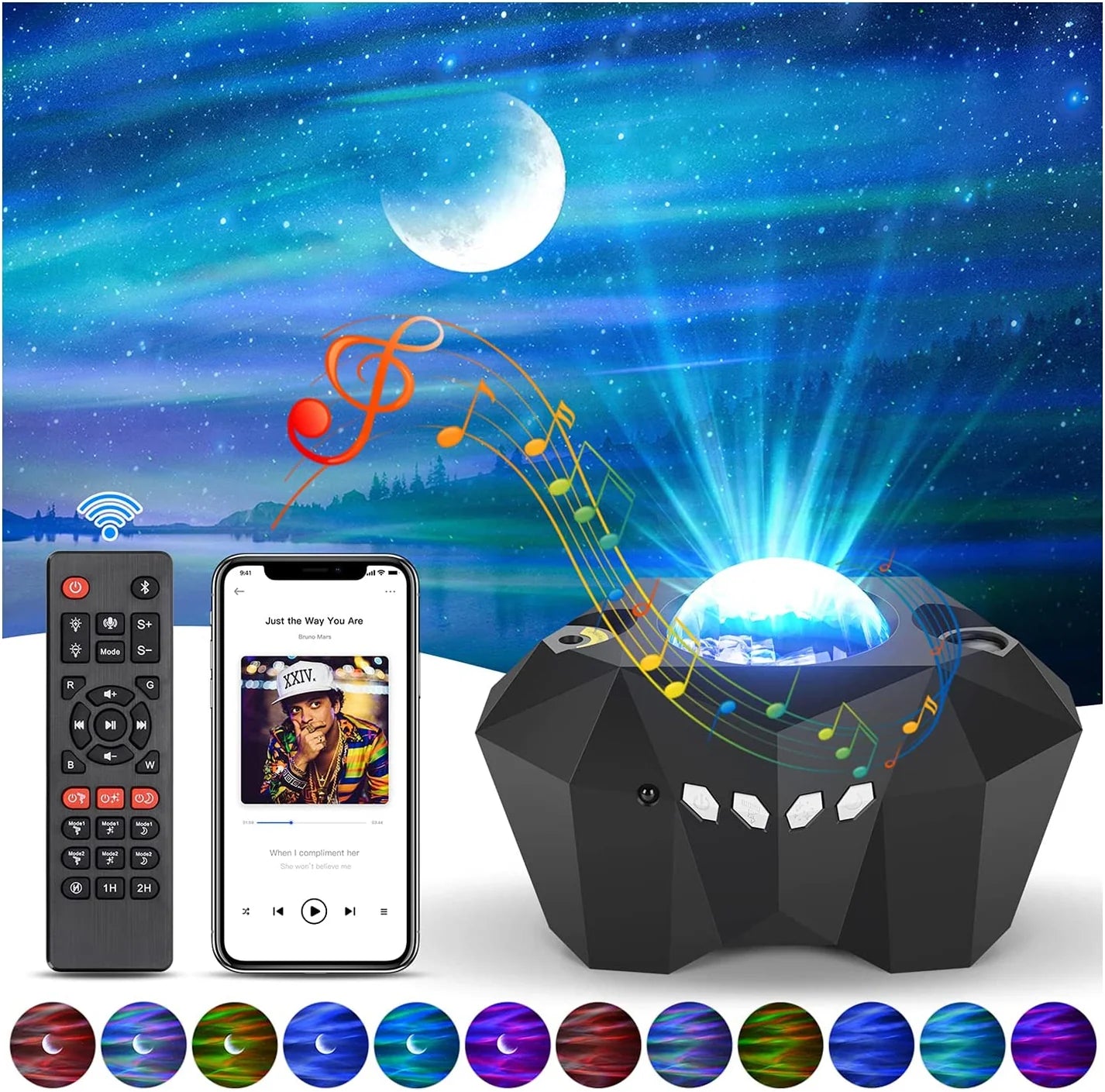 Led Dream Aurora Borealis Ocean Star Light Projector, Night Light Projector with Moon, Northern Lights Projector for Playroom, Bedroom, Home Cinema