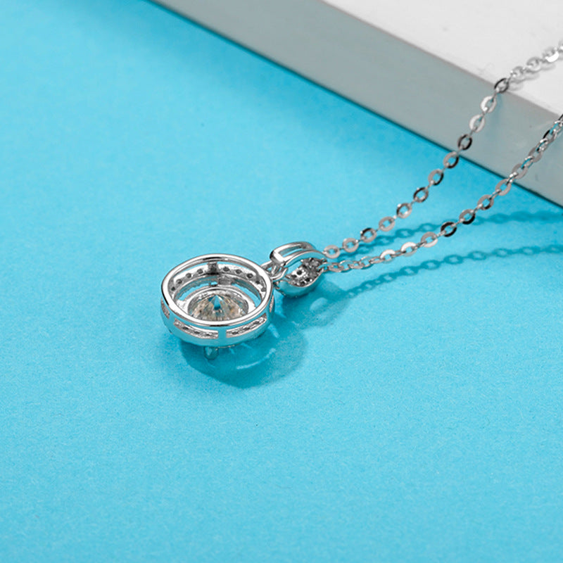 Moissanite women's cross-border supply sterling silver plated 18k gold round pendant wholesale necklace