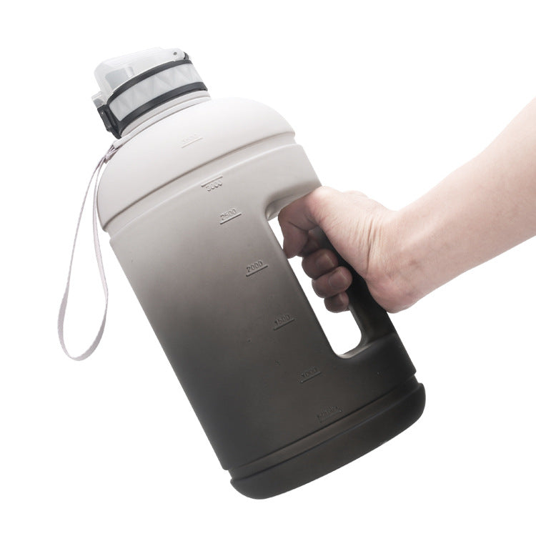 Creative Black & White Gradient PETG Plastic Large Water Bottle 1 Gallon 3.78L Portable Sports Bucket