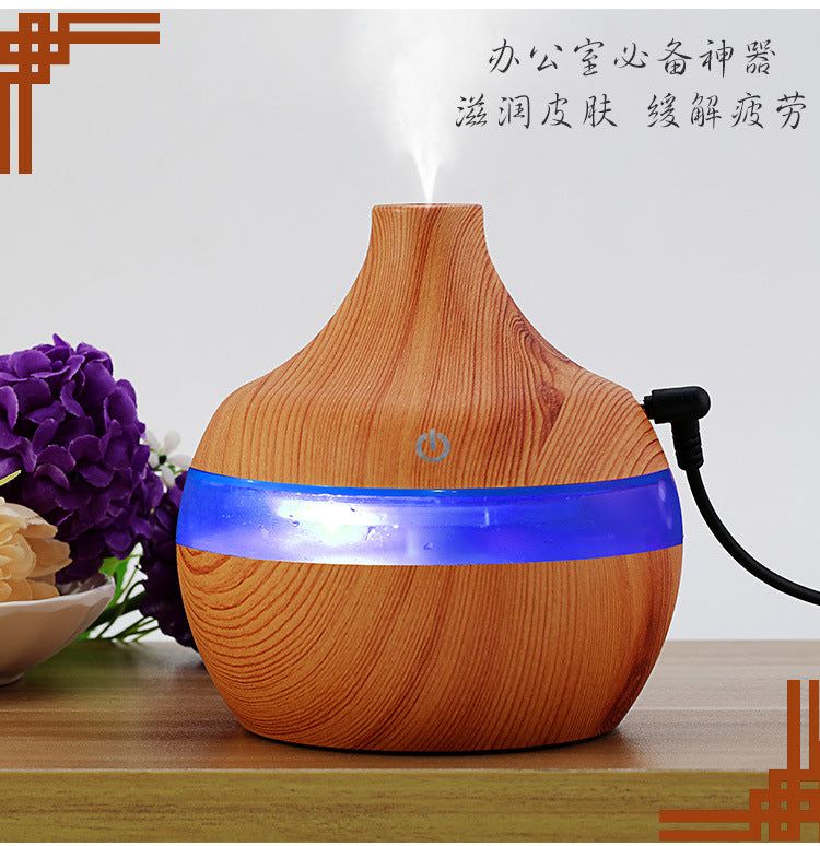 500ML Wood Grain Aromatherapy Essential Oil Humidifier Bedroom Hotel Household Large Fog Smart Water Drop Humidifier