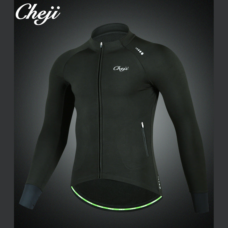 cheji winter fleece cycling jersey bike men's long sleeve top to keep warm