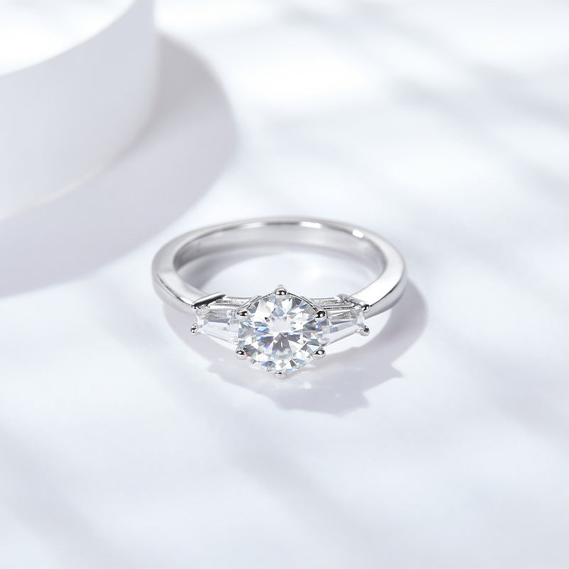 Classic Left and Right Fengyuan, Ladder Square Round Moissanite Rings, Recommended Wedding Gifts