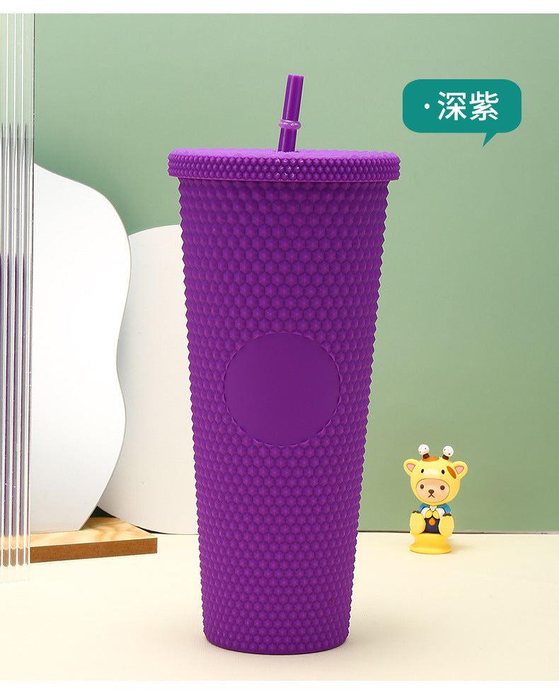 Cup ins style high value girls gift diamond cup large capacity double-layer plastic straw cup durian cup