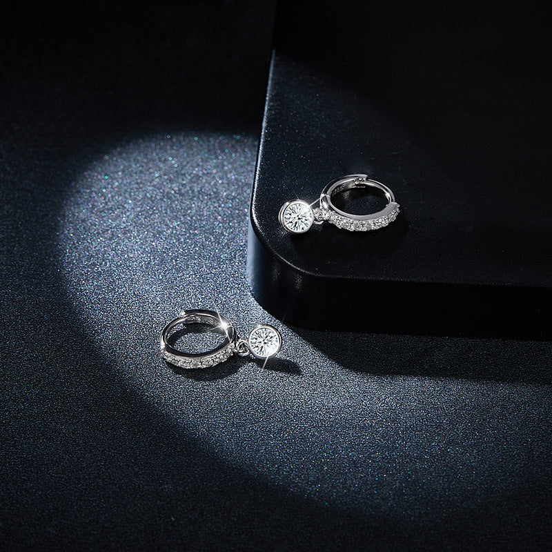 ins style simple small bubble 3.5mm round moissanite earrings S925 silver plated 18k gold round bubble women's ear hooks