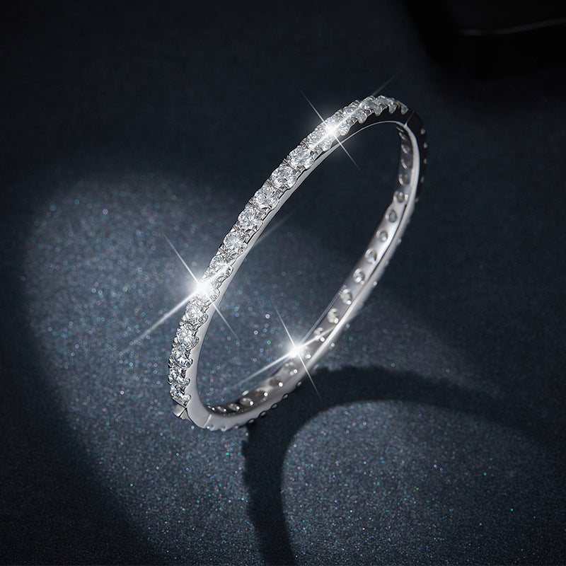 Full Circle 4mm Round D Color Moissanite Bracelet Unisex S925 Silver Gold Plated