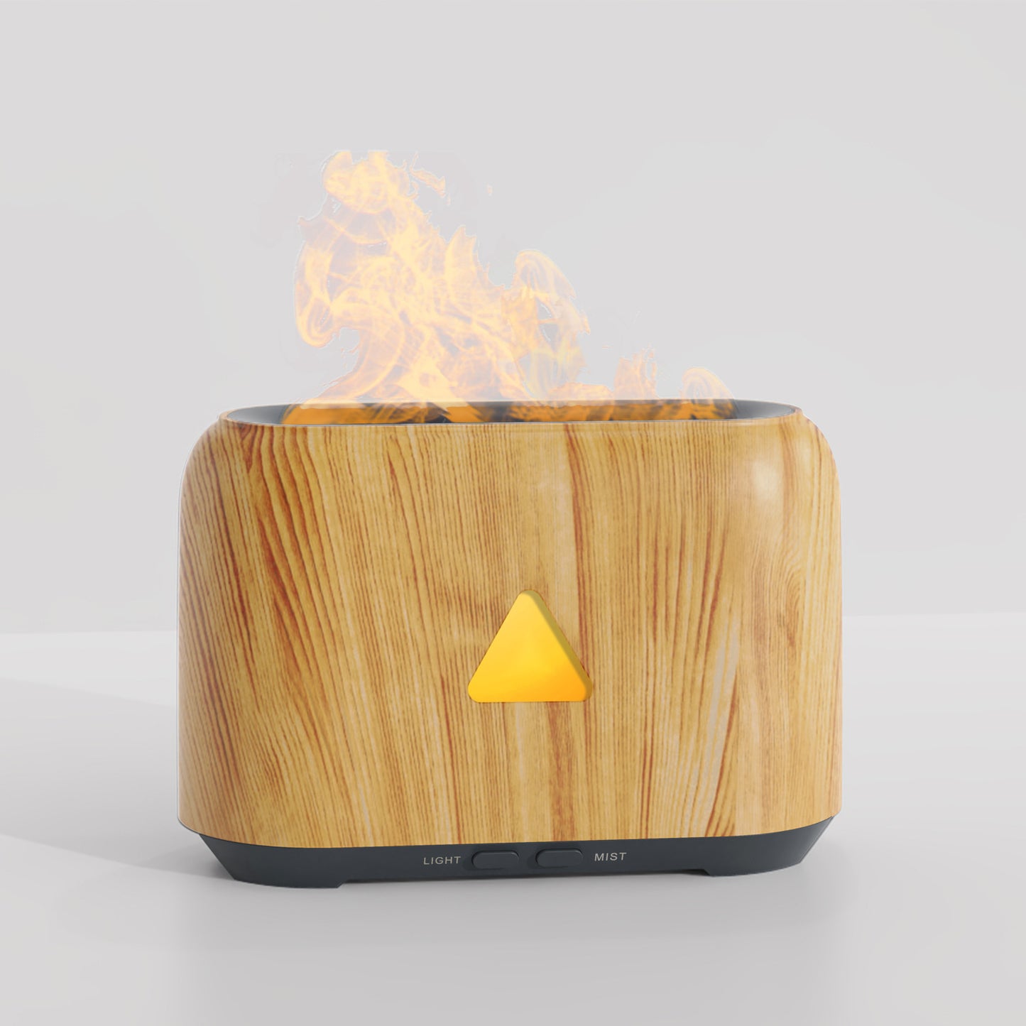 150ml Wood Grain Aroma Diffuser 5V Hollow Flame Humidifier Flame Atmosphere Light USB Volcano Aroma Diffuser