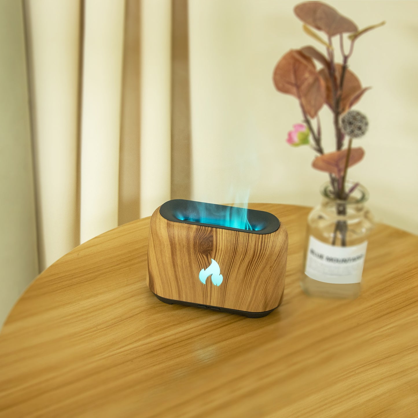 150ml Aroma Diffuser Hollow 3D Flame 5V Color Light Spray Humidifier USB Aroma Diffuser