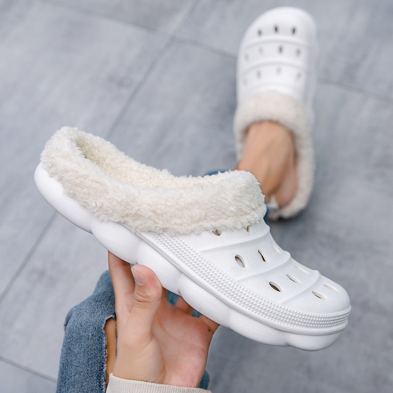 Winter velvet warm home cotton slippers couple room cotton slippers hole shoes garden shoes