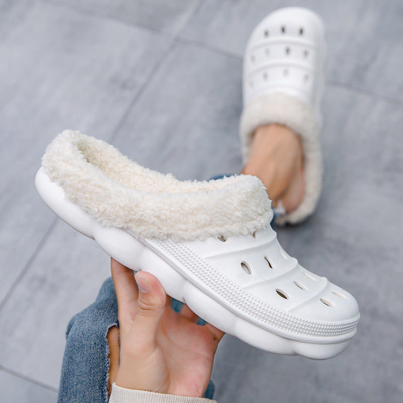 Winter velvet warm home cotton slippers couple room cotton slippers hole shoes garden shoes