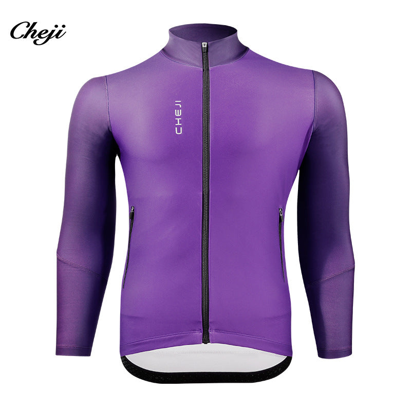 Tracks: Winter fleece cycling jersey men's long sleeve top jacket for warmth