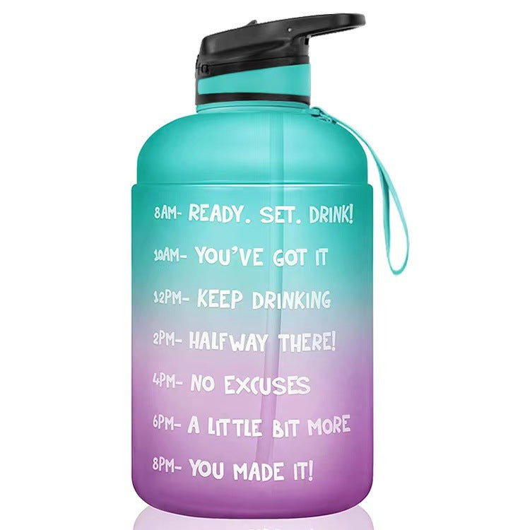 New 3 Lid Universal Gallon 32oz Outdoor Size Water Bottle 64oz 1 Gallon Plastic Gym Water Bottle with Motivational Words