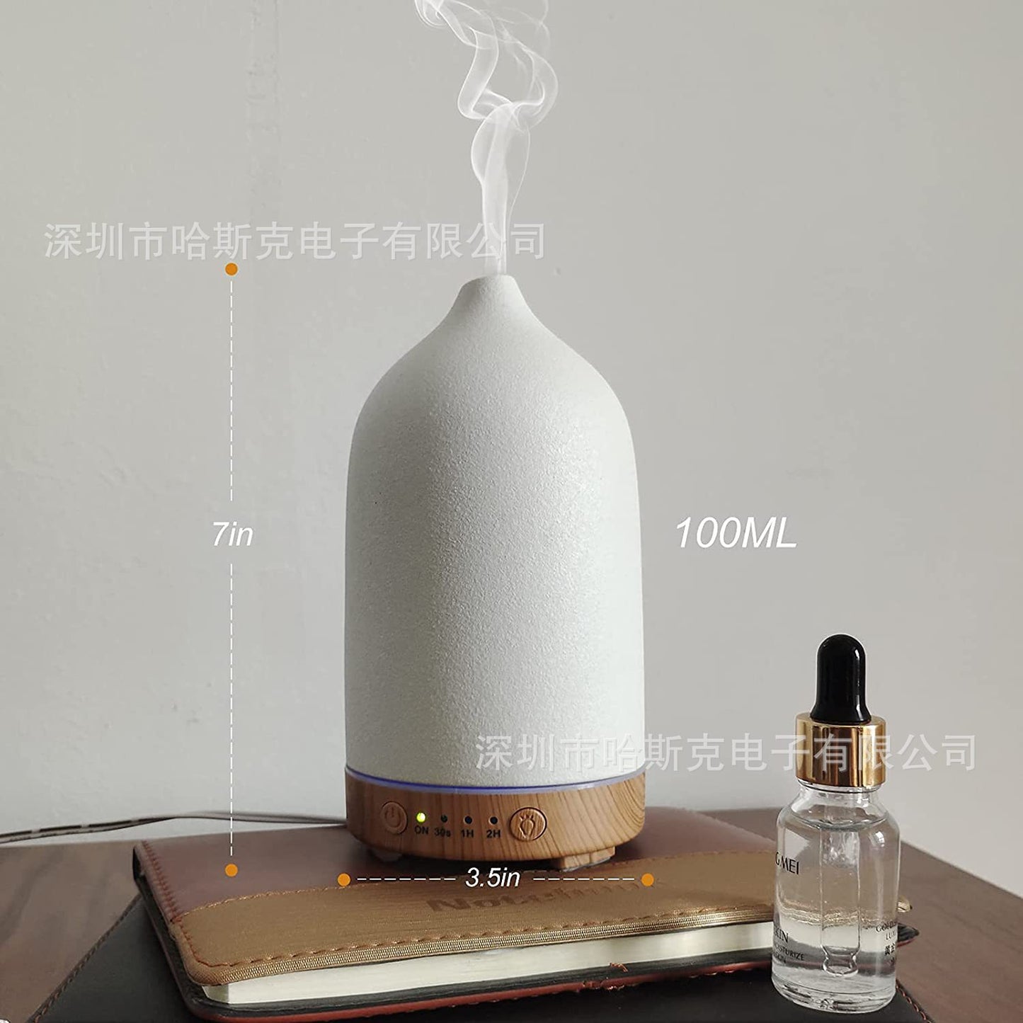 250ML Ceramic Ultrasonic Aromatherapy Diffusers for Home, Wood Stone Essential Oil Diffuser