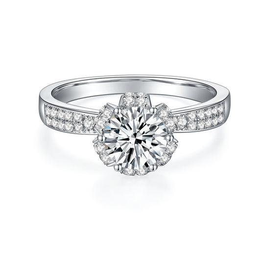 Wishing fountain bud closed moissanite ring 2 carat micro-set zircon engagement diamond ring