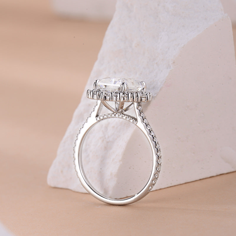 4 Carat 8*10 Radiant Cut 925 Silver Gold Plated Full Moissanite Ring