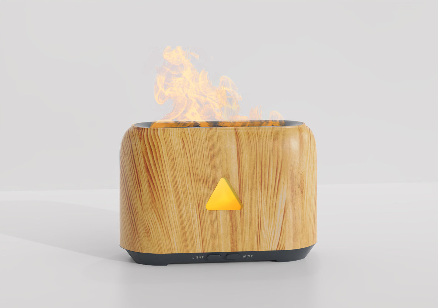 150ml Wood Grain Aroma Diffuser 5V Hollow Flame Humidifier Flame Atmosphere Light USB Volcano Aroma Diffuser